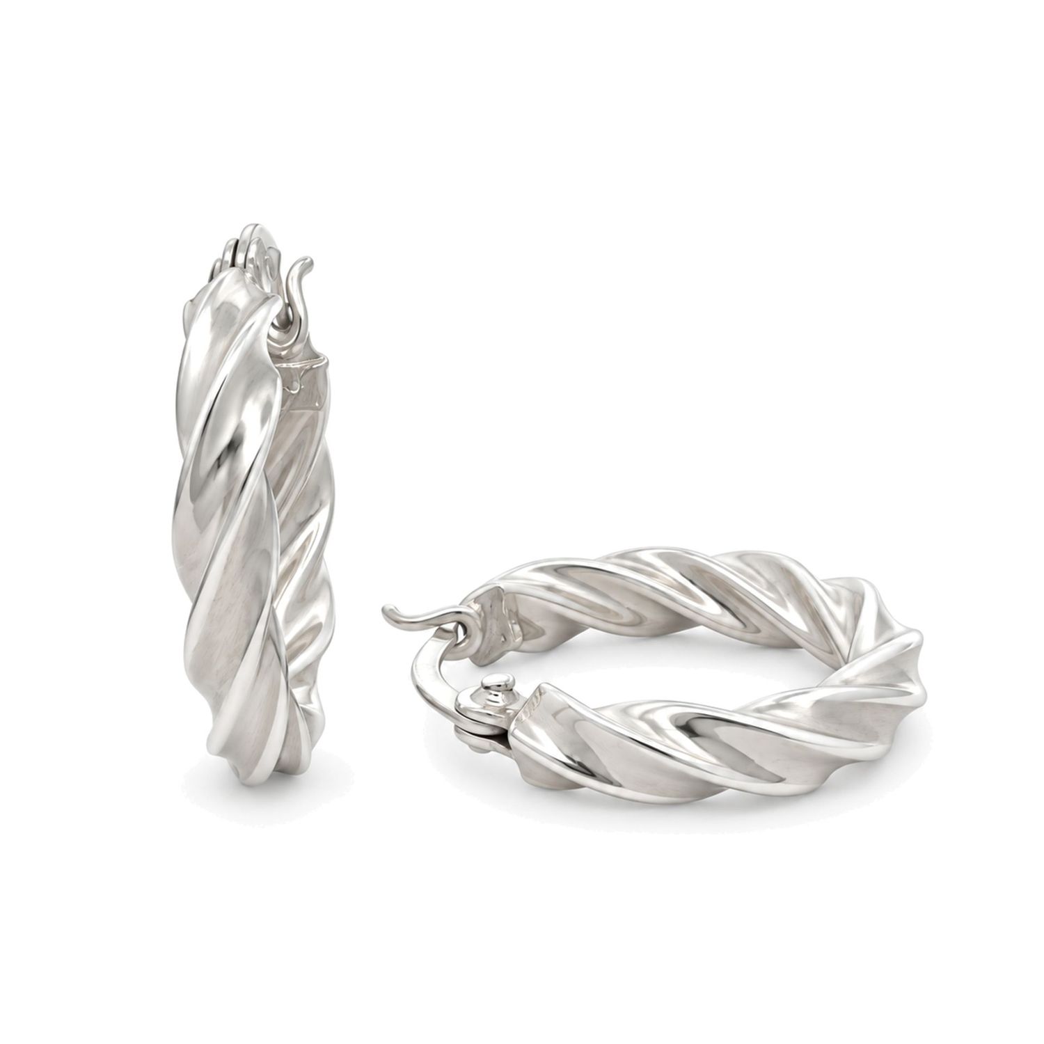 Sterling Silver Twist Hoop Earrings – 20 mm Sterling Silver Twist Hoop Earrings – 20 mm