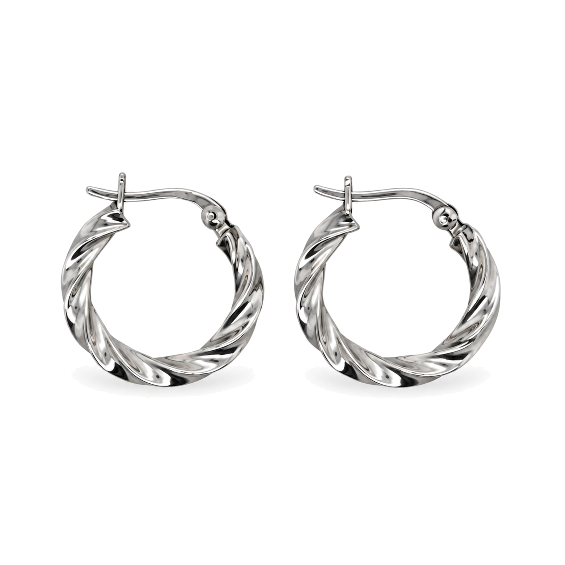 Sterling Silver Twist Hoop Earrings – 20 mm
