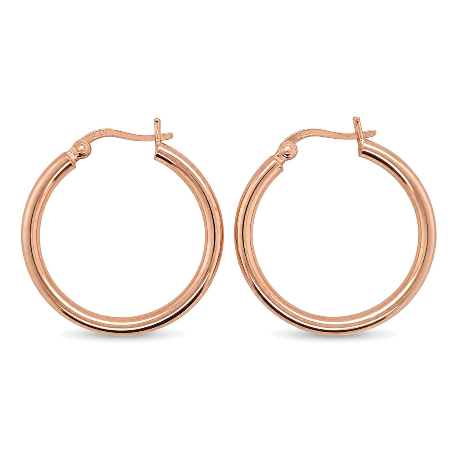 Sterling Silver Rose Gold Plated Round Hoop Earrings – 30 mm Sterling Silver Rose Gold Plated Round Hoop Earrings – 30 mm