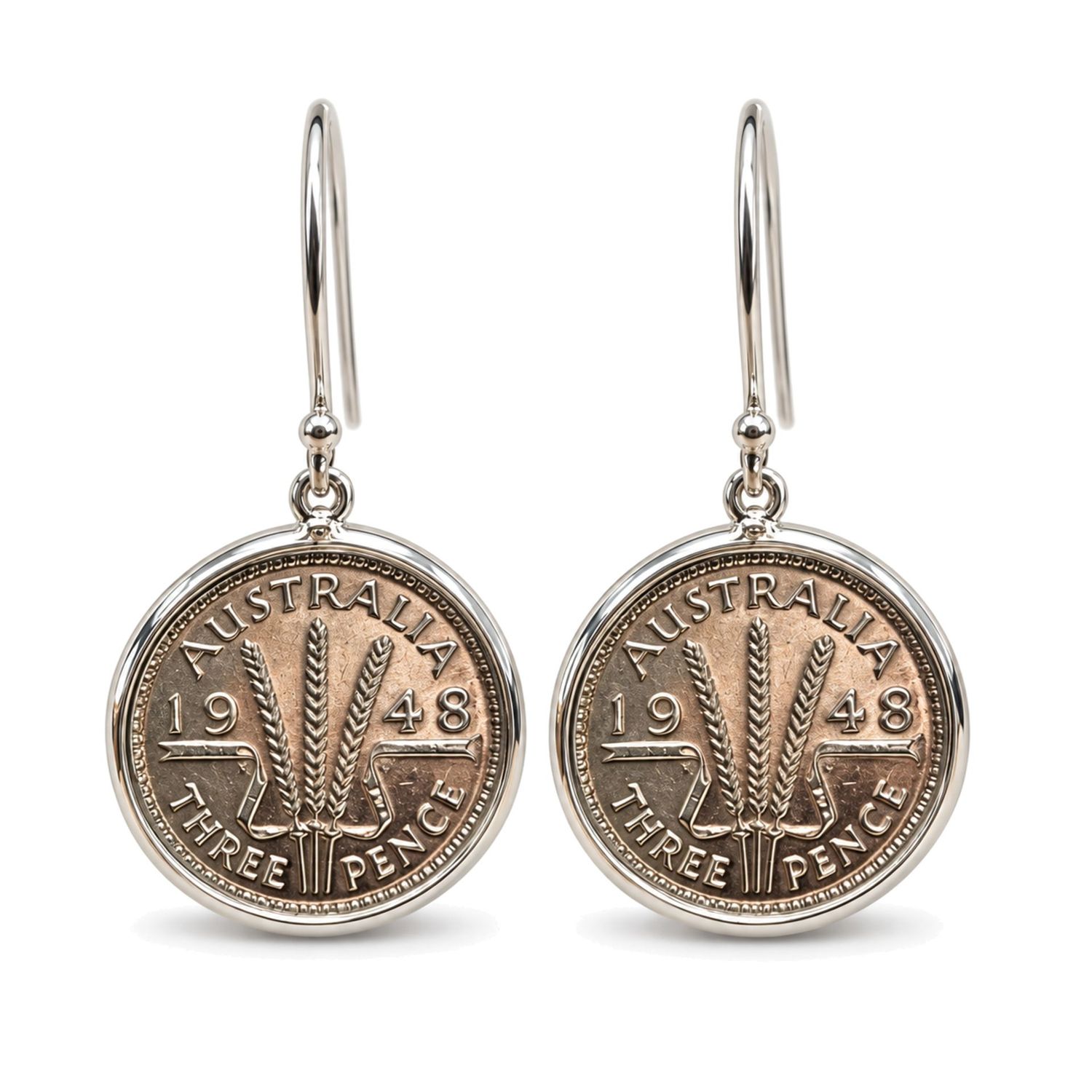 Sterling Silver Threepence Mount Earrings