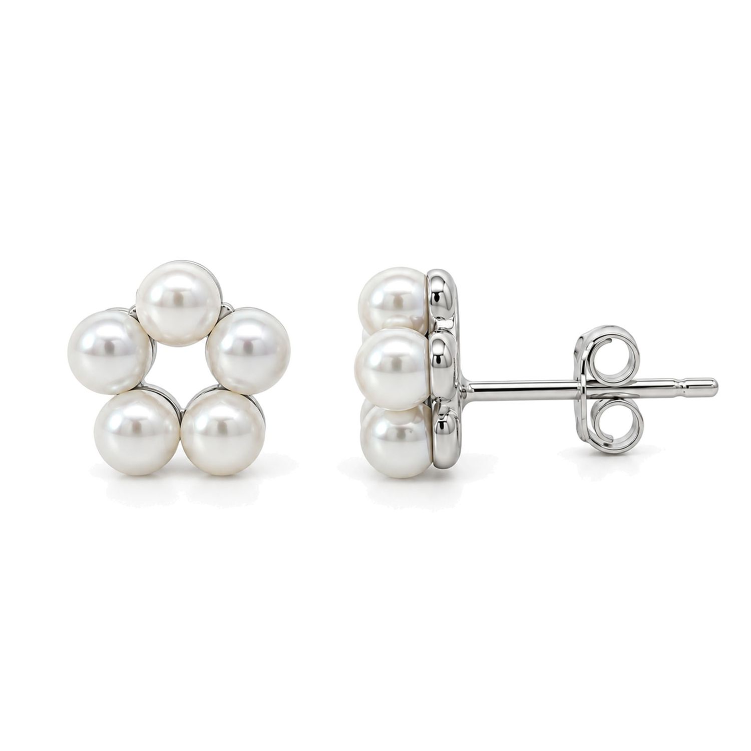 Sterling Silver Pearl Stud Earrings