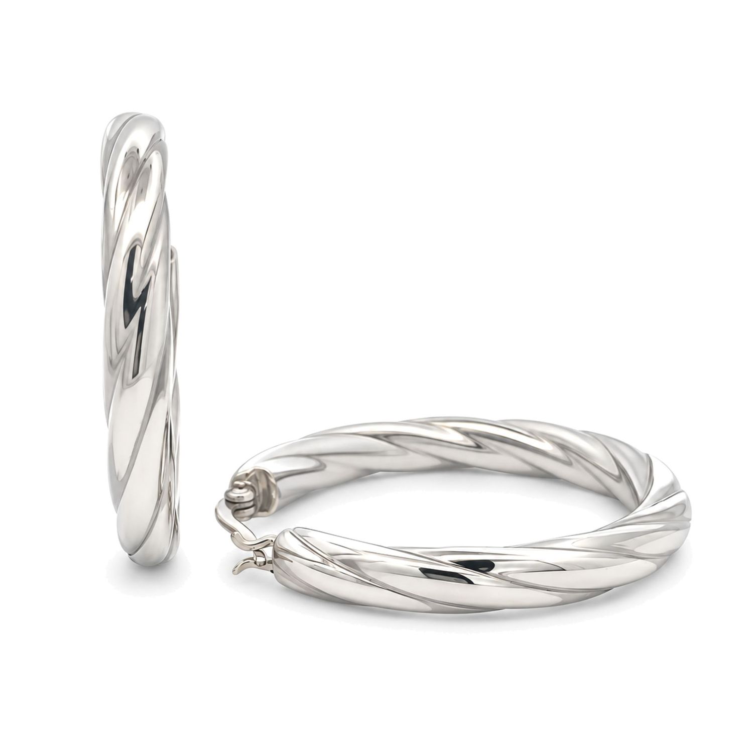 Sterling Silver Large Twist Hoop Earrings Sterling Silver Large Twist Hoop Earrings