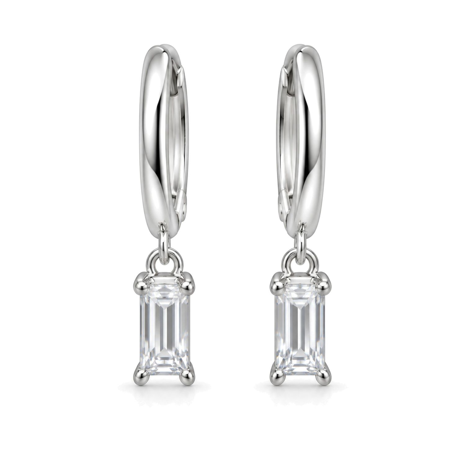 Sterling Silver Cubic Zirconia Baguette Huggie Earrings – ER0835 Sterling Silver Cubic Zirconia Baguette Huggie Earrings – ER0835