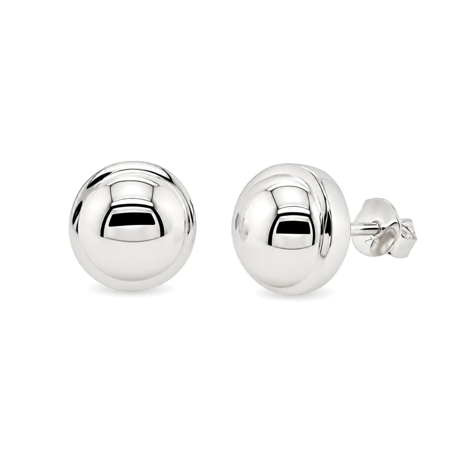 Sterling Silver Round Dome Stud Earrings