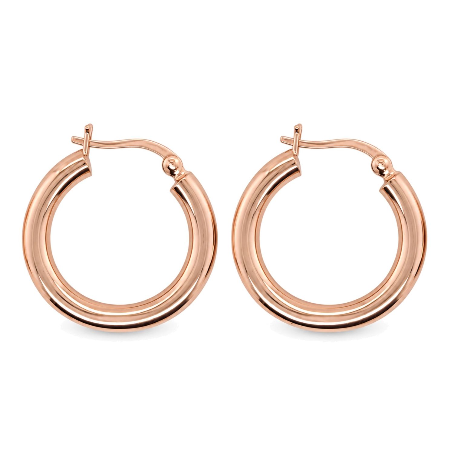 Sterling Silver Rose Gold Plated Round Hoop Earrings – 25 mm
