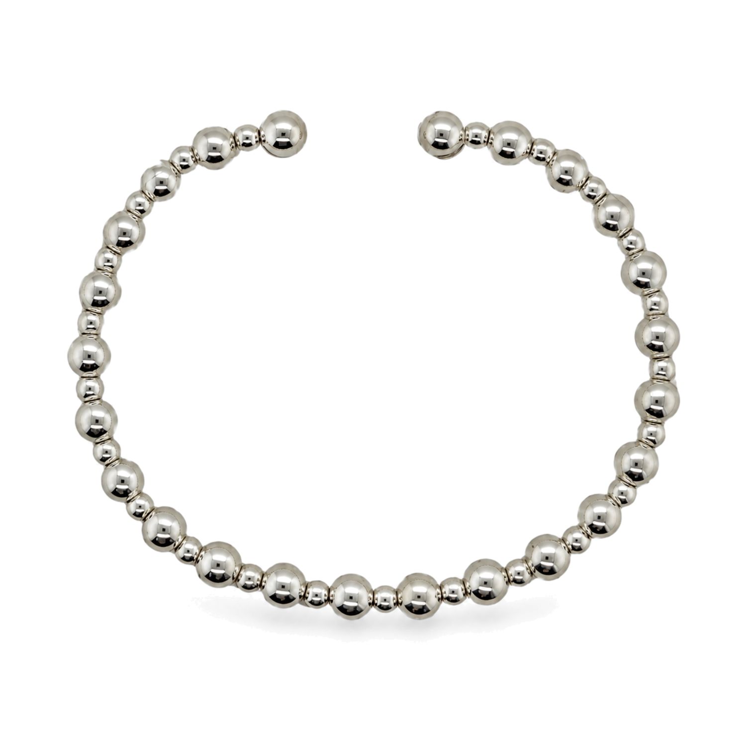 Sterling Silver Beaded Cuff Bangle