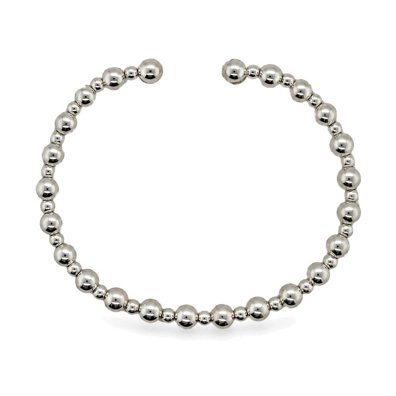Sterling Silver Beaded Cuff Bangle