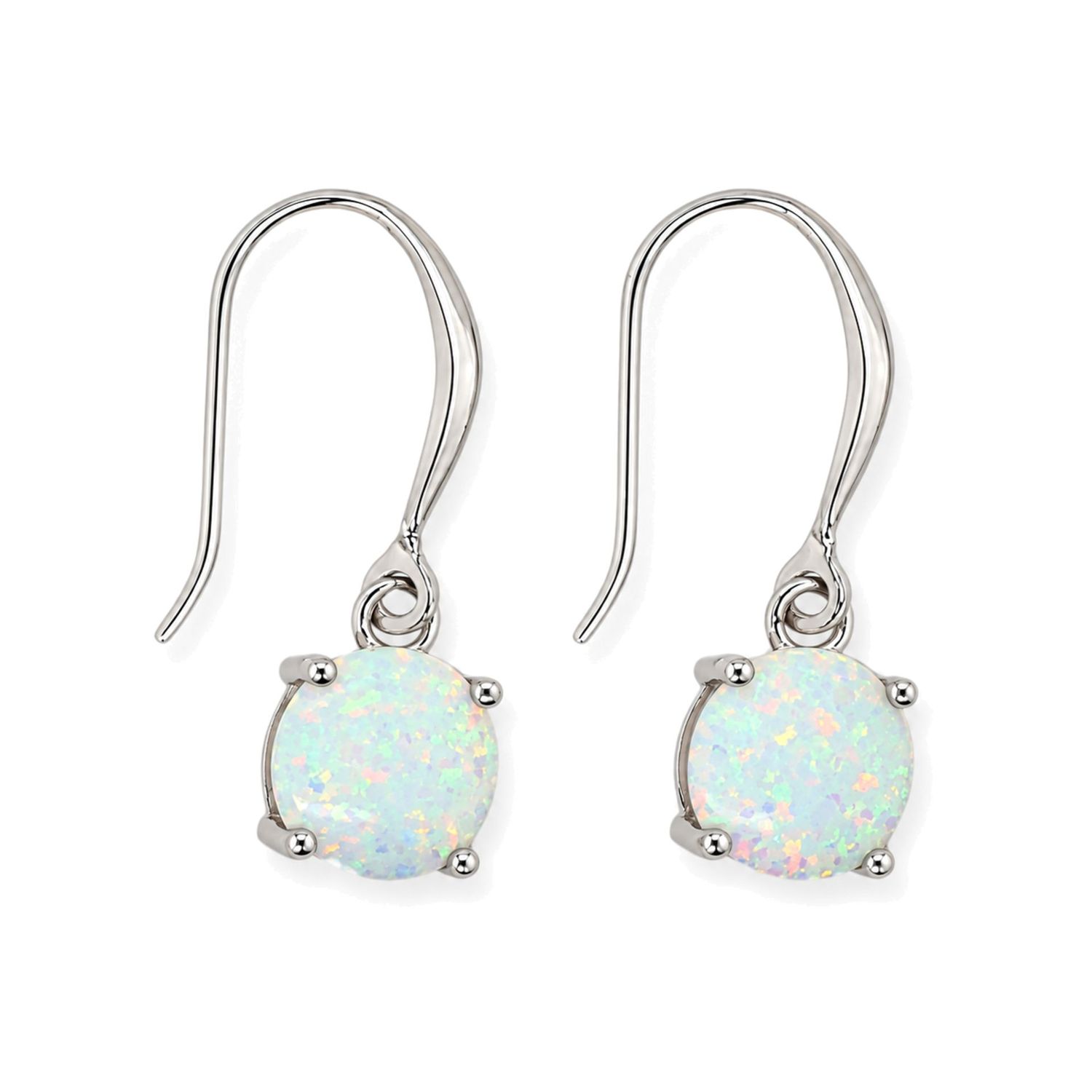 Sterling Silver Laboratory Created Opal Drop Earrings Sterling Silver Laboratory Created Opal Drop Earrings