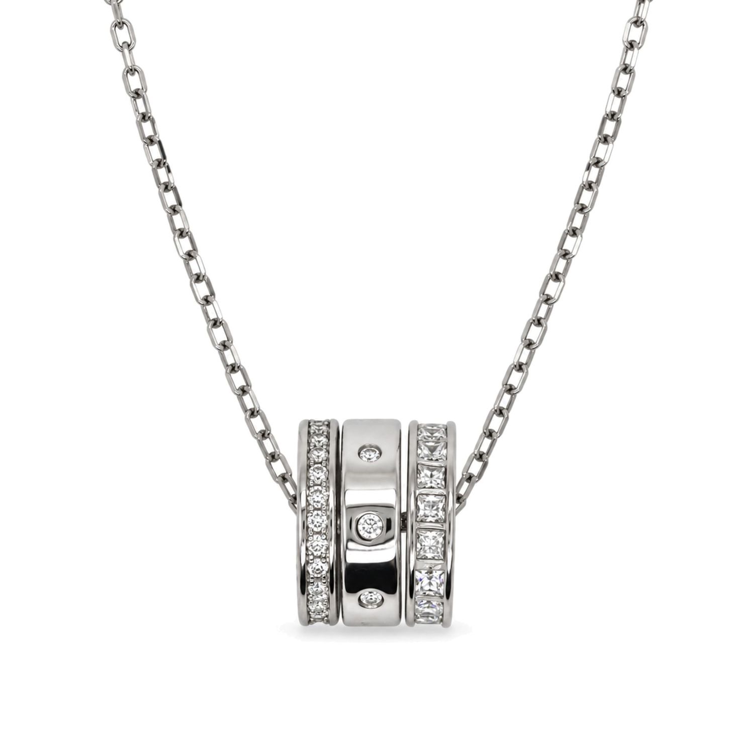Sterling Silver Cubic Zirconia Circles Necklace