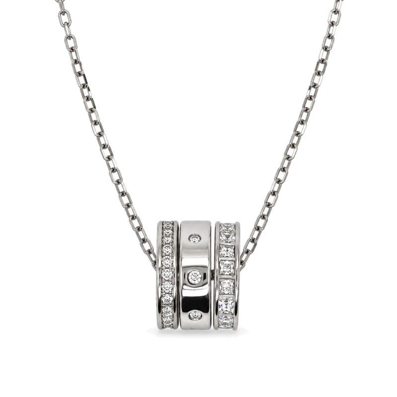 Sterling Silver CZ Lucky Ring Necklace