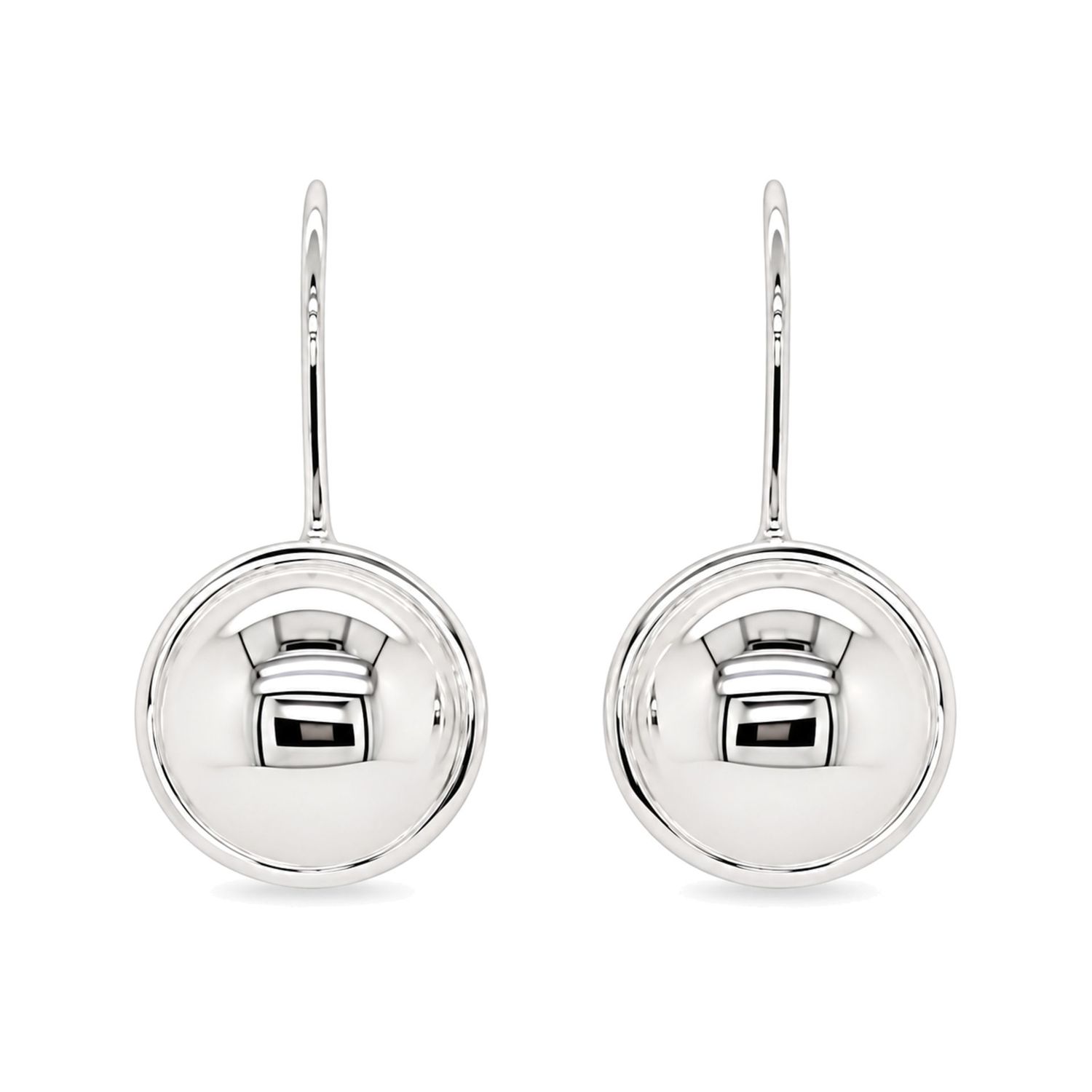 Sterling Silver Round Dome Drop Earrings
