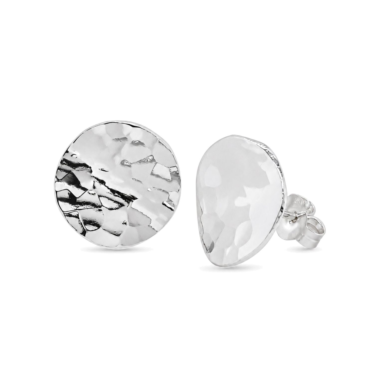 Sterling Silver Round Hammered Stud Earrings Sterling Silver Round Hammered Stud Earrings