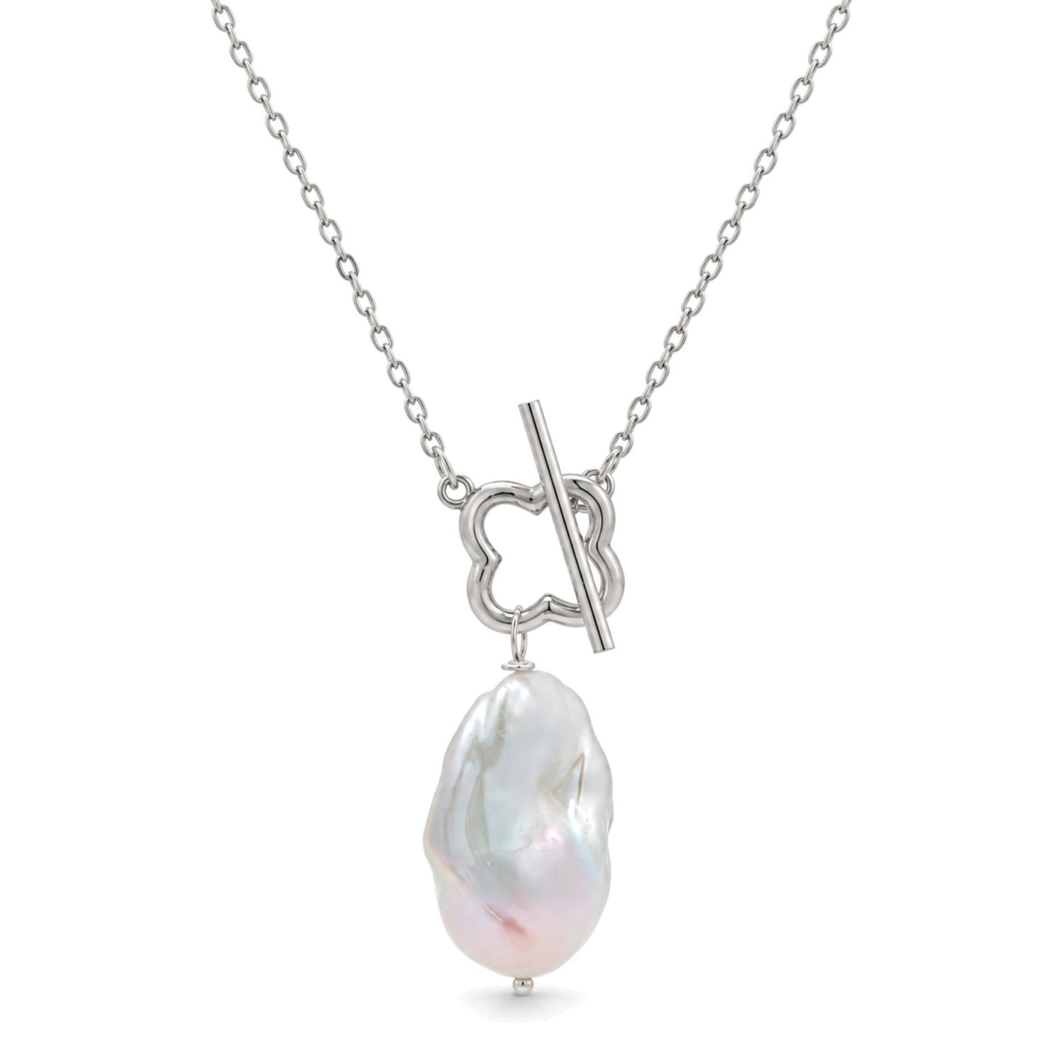 Sterling Silver Round & Baroque Freshwater Pearl Necklace Sterling Silver Round & Baroque Freshwater Pearl Necklace