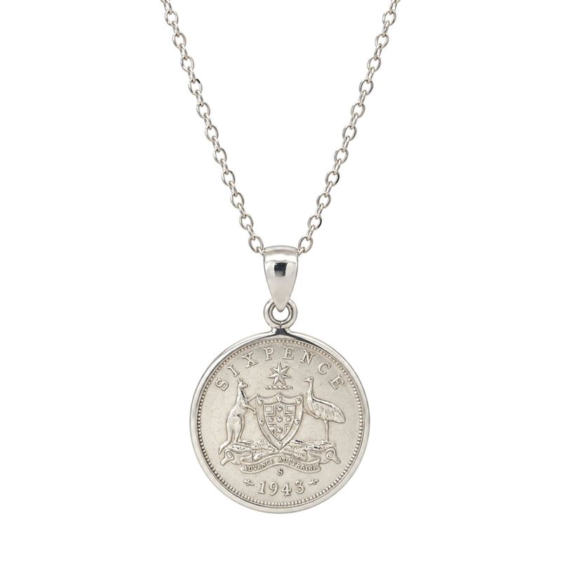 Sterling Silver Sixpence Coin Pendant
