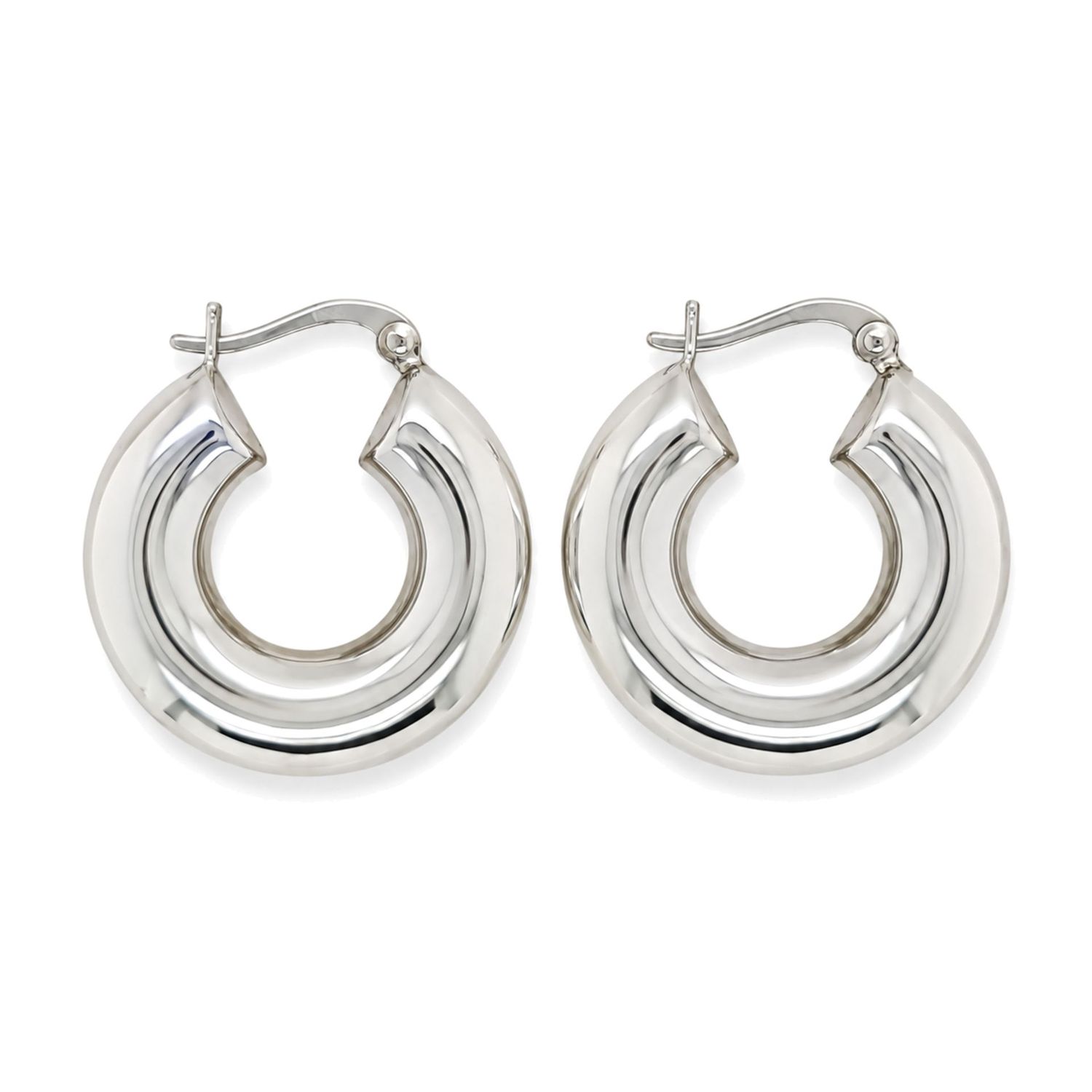 Sterling Silver Puff Round Hoop Earrings Sterling Silver Puff Round Hoop Earrings