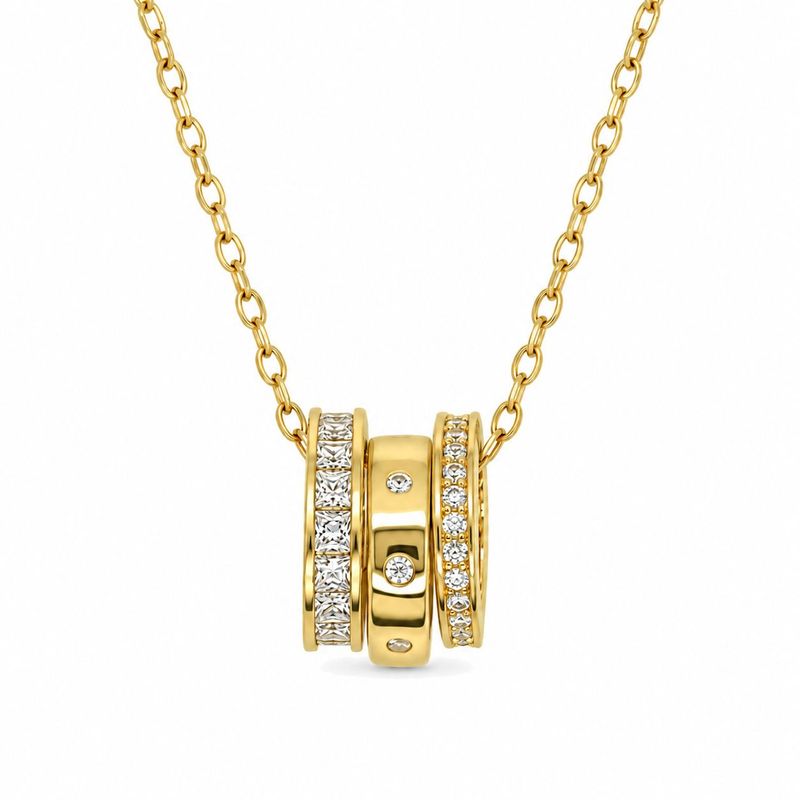 Sterling Silver Gold Plated CZ Lucky Ring Necklace
