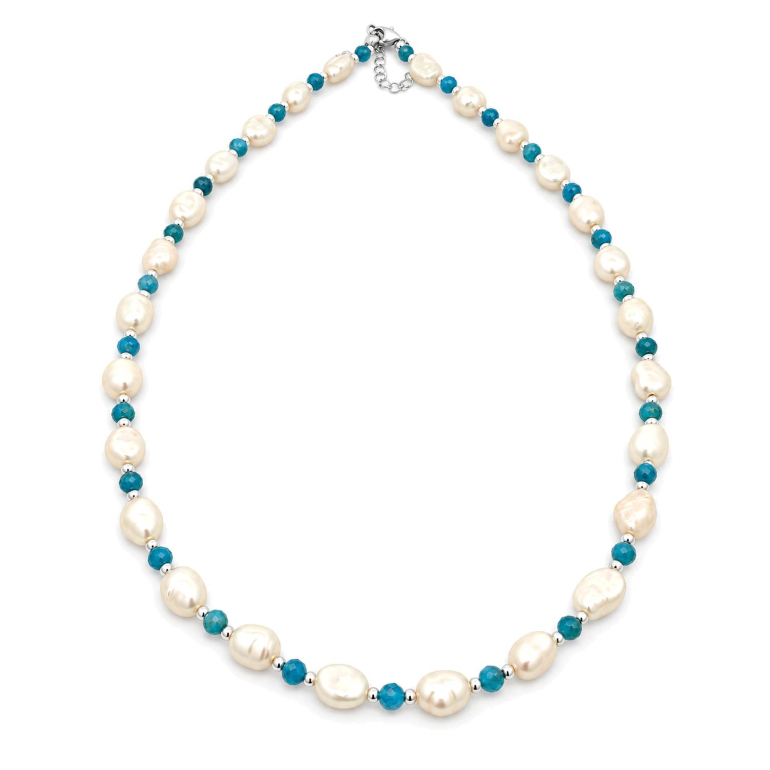 Sterling Silver Freshwater Pearl & Apatite Necklace