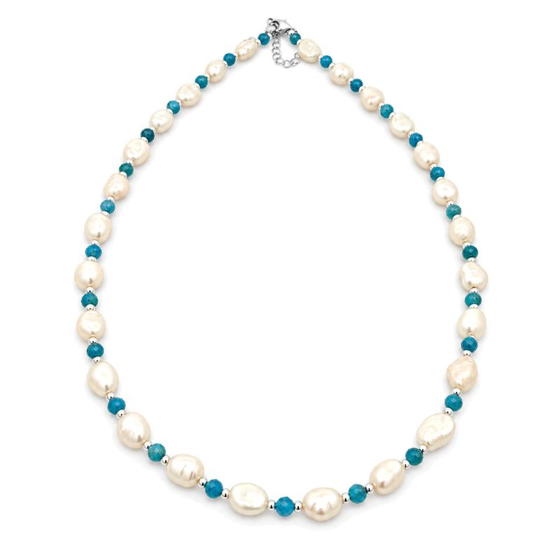 Sterling Silver Freshwater Pearl & Apatite Necklace