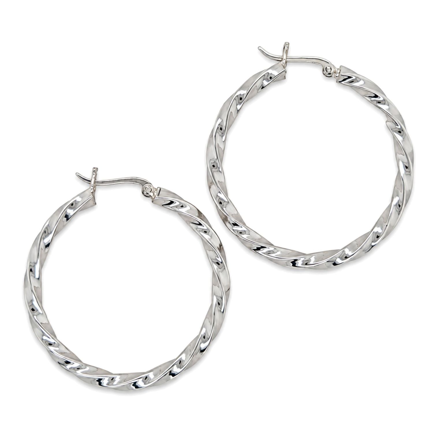Sterling Silver Large Twist Hoop Earrings – 40 mm Sterling Silver Large Twist Hoop Earrings – 40 mm