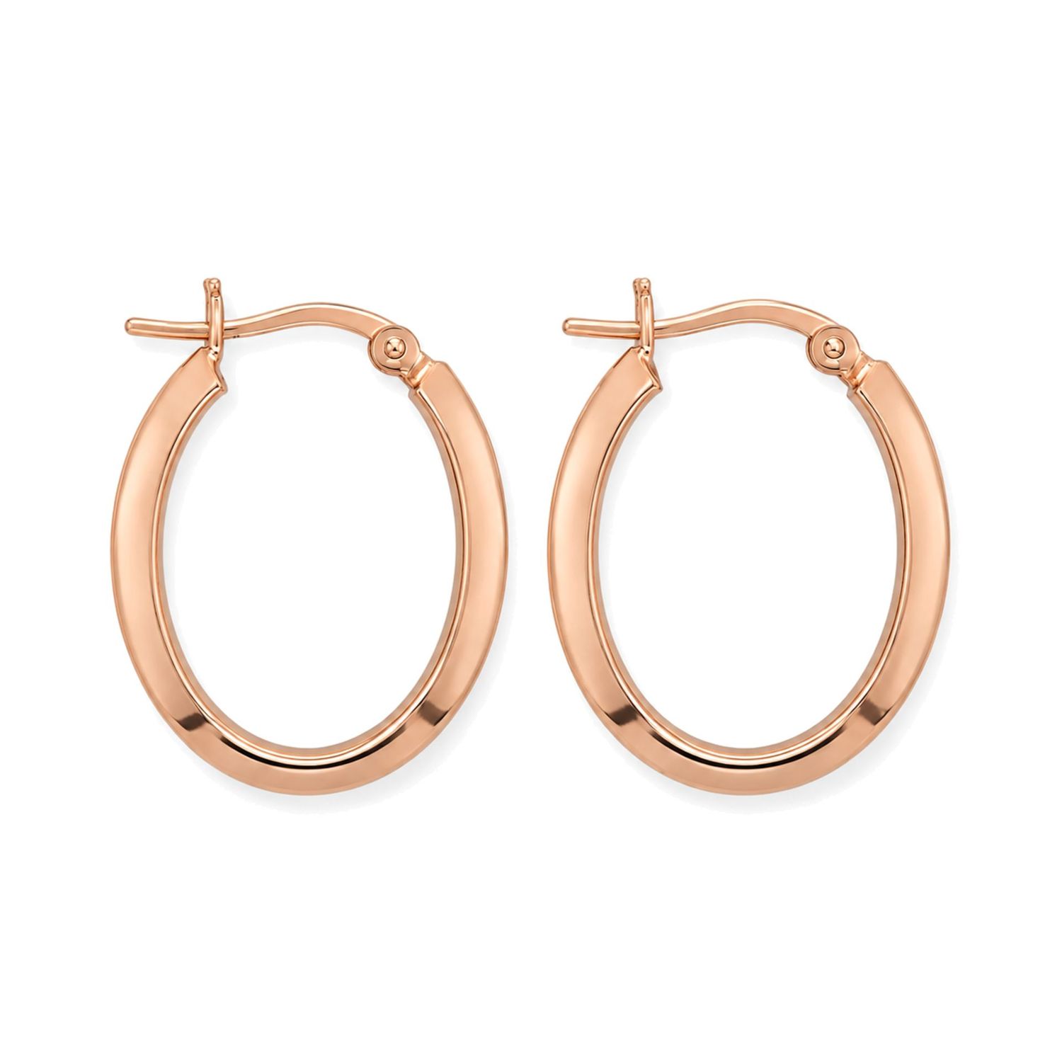 Sterling Silver Rose Gold Plated Oval Hoop Earrings – 20 mm Sterling Silver Rose Gold Plated Oval Hoop Earrings – 20 mm