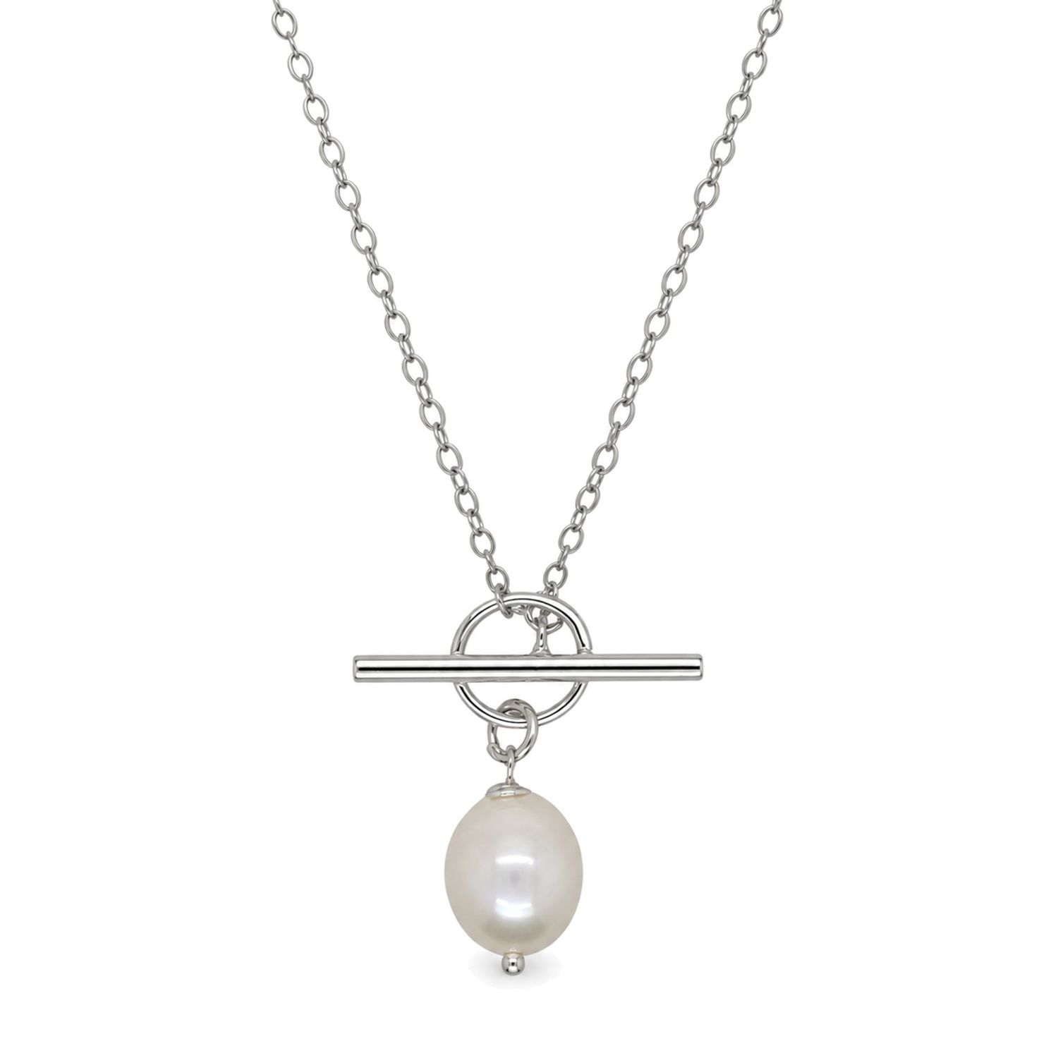 Sterling Silver Toggle & Pearl Necklace