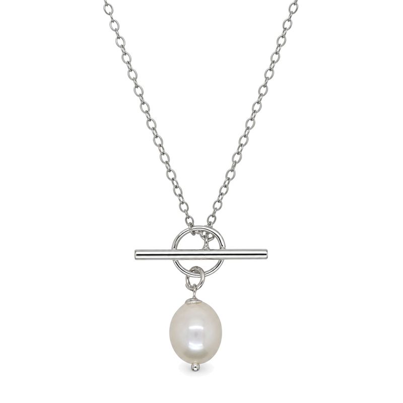 Sterling Silver Toggle & Pearl Necklace