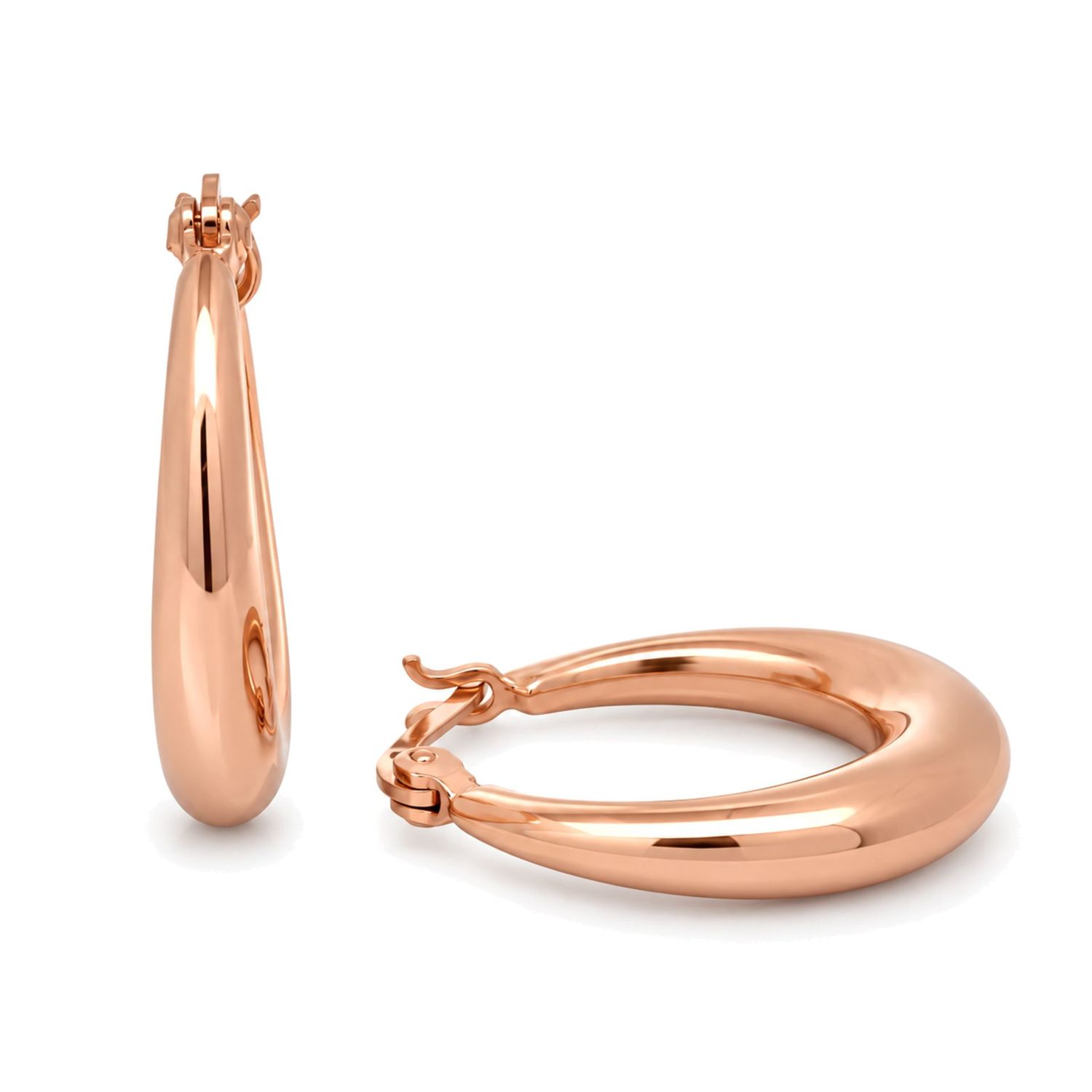 Sterling Silver Rose Gold Plated Fancy Hoop Earrings Sterling Silver Rose Gold Plated Fancy Hoop Earrings