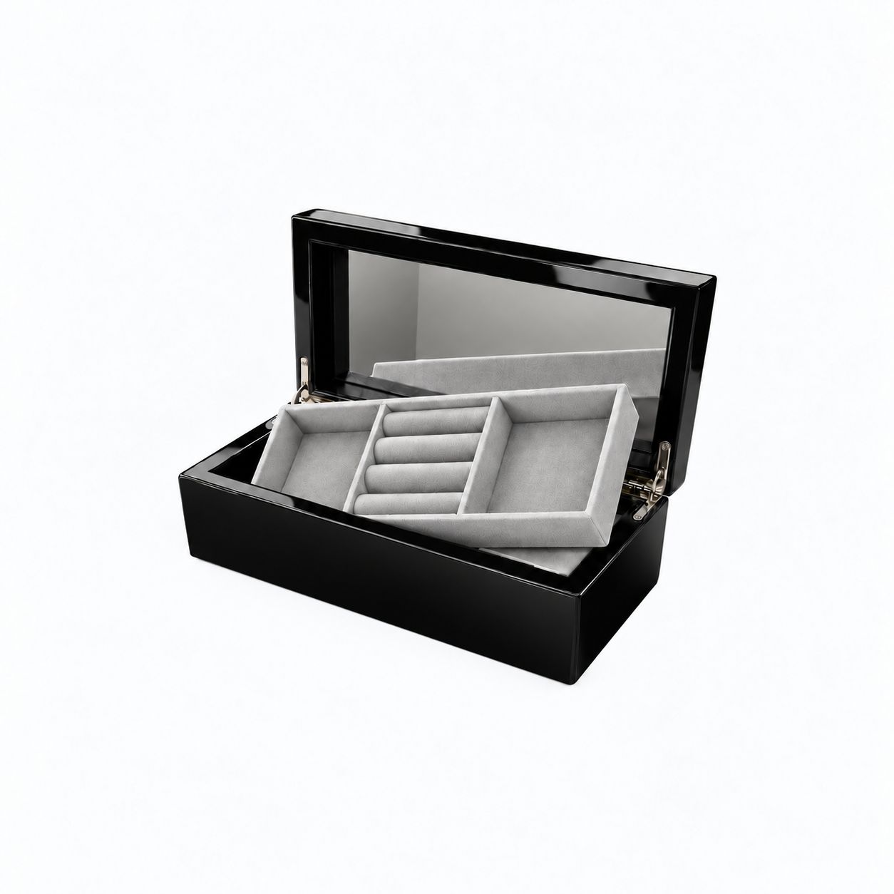 Wooden Piano Finish Black Rectangle Jewellery Box