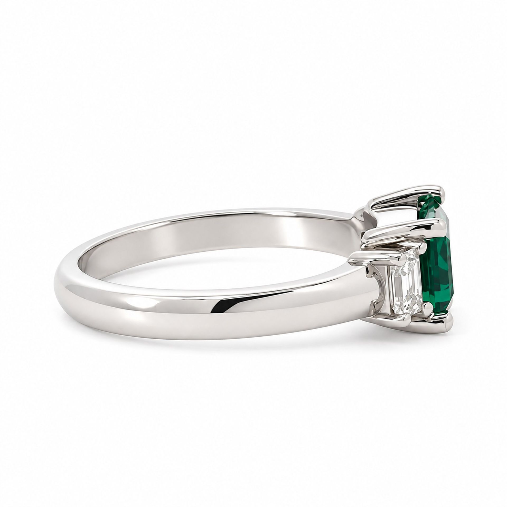 West to East Green Tourmaline & Emerald Cut Diamond Ring