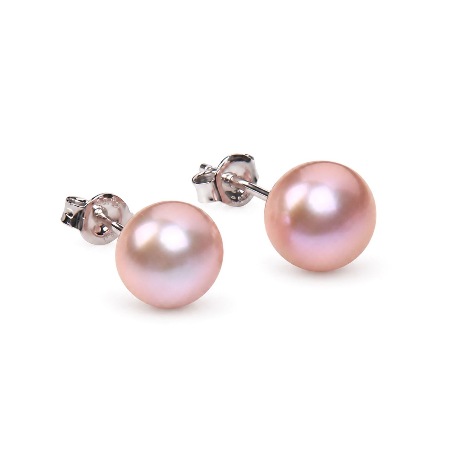 Sterling Silver Pink Freshwater Button Pearl Stud Earrings