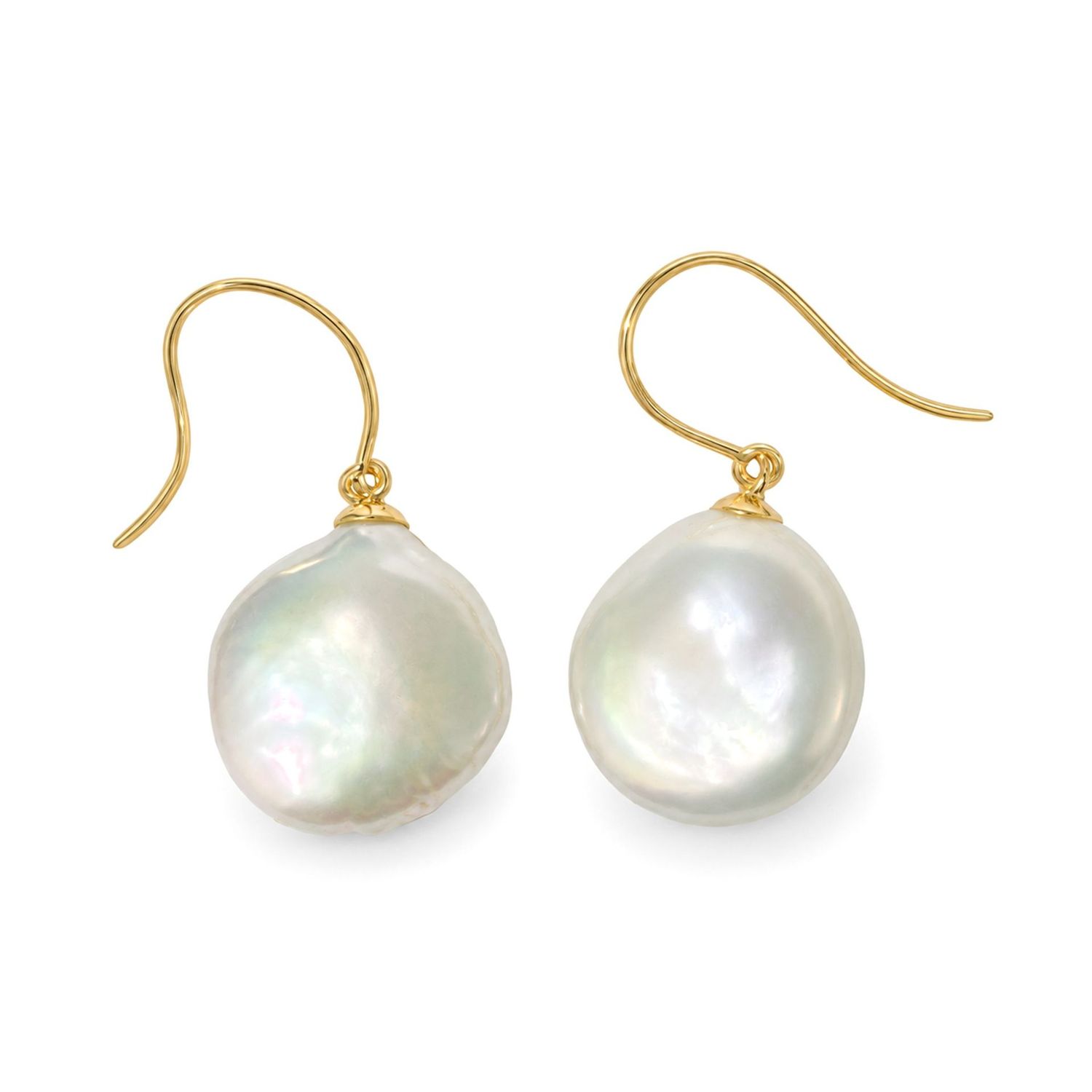 9ct Gold Coin Pearl Hook Earrings