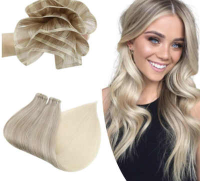 Flat Silk Seamless Weft Hair Extensions | COLOR: Balayaged Ombre #18/22/60 Blonde
| QTY: 1 Bundle/50GRAMS