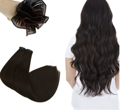 Flat Silk Seamless Weft Hair Extensions | COLOR: Solid Dark Brown #2 
| QTY: 1 Bundle/50GRAMS