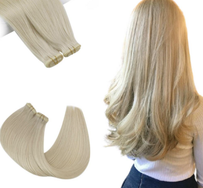 Flat Silk Seamless Weft Hair Extensions | COLOR: Solid Blonde #60 
| QTY: 1 Bundle/50GRAMS