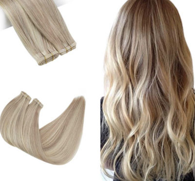 Flat Silk Seamless Weft Hair Extensions | COLOR: Ash&Golden Blonde #18/613 Highlights
| QTY: 1 Bundle/50GRAMS