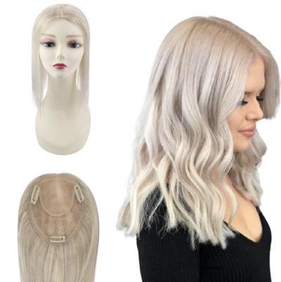 Handmade Human Hair Clip-in Topper | COLOR: Blonde #18/613 Highlights