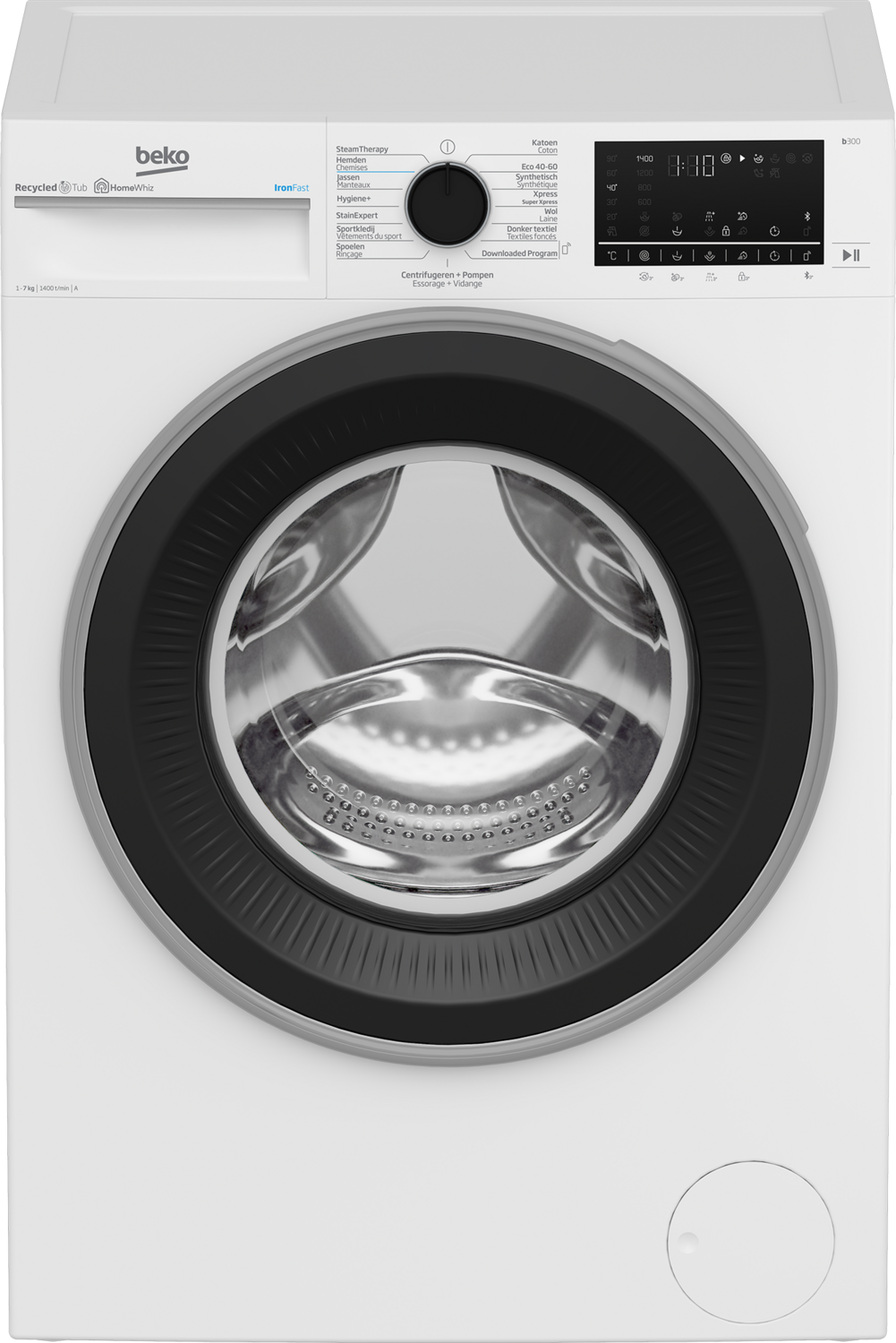 Beko B3WFU57411W wasmachine vrijstaand 7 kg 1400 RPM D Wit.