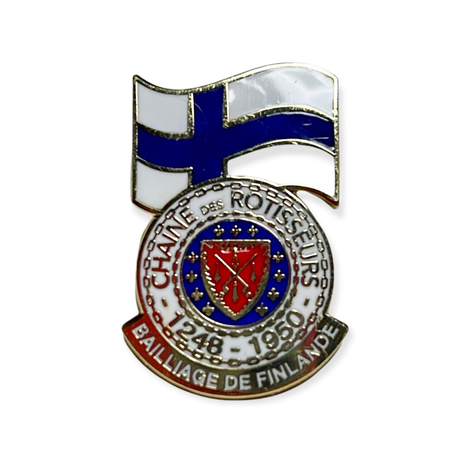 Rôtisseurs enamel pin with Finnish flag