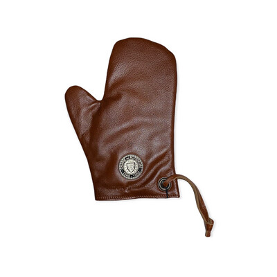 Leather oven glove, Chaîne leather patch