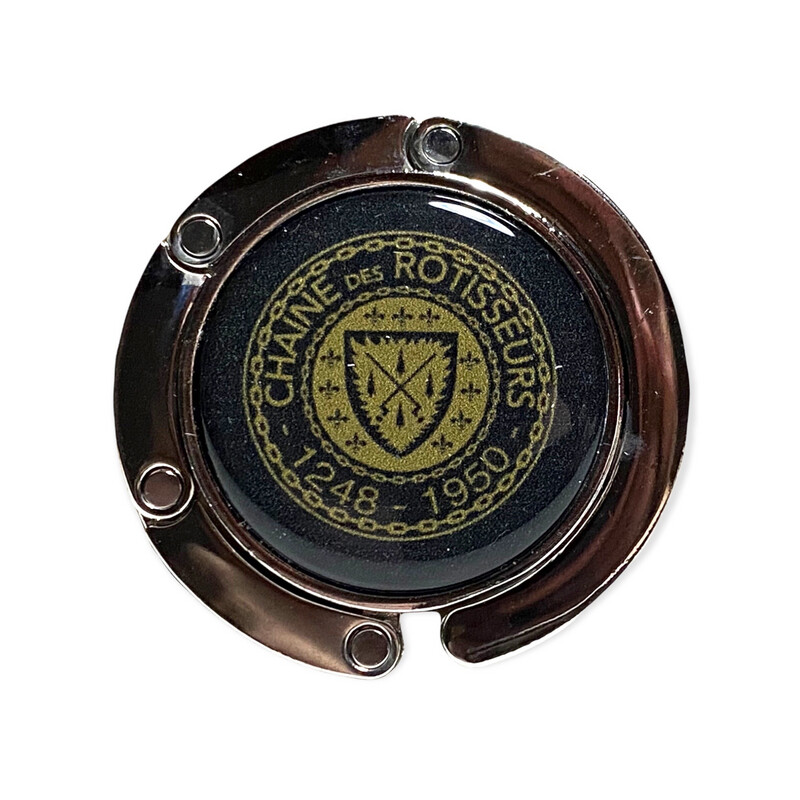 Handbag hanger, black/gold, Rôtisseurs logo