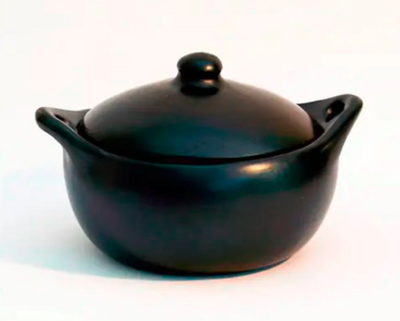 Black pottery pot en deksel CH 12-4