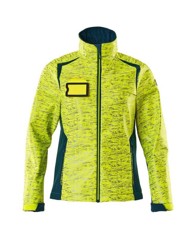 MASCOT: Softshelljas reflectie-effecten, dames - Geel/Petrolium