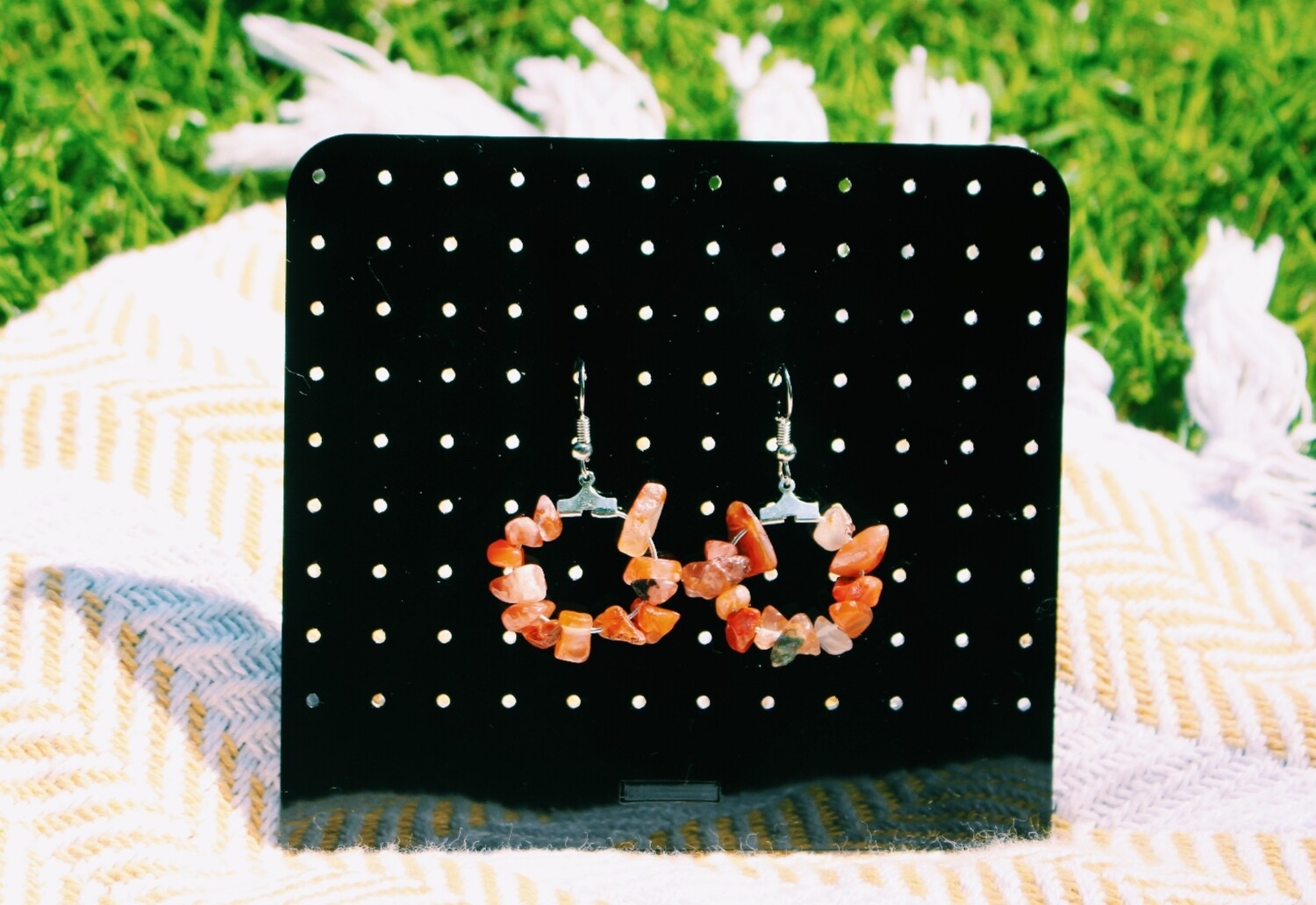 Carnelian hooped earrings