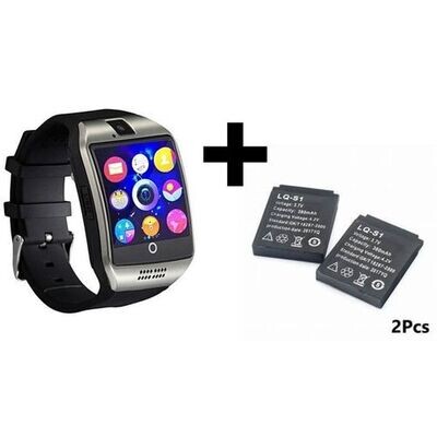 Smart Watch - Q18 Bluetooth Sim Cart - Silver + 2 Batterie Smart Watch - Q18 Bluetooth Sim Cart - Silver + 2 Batterie