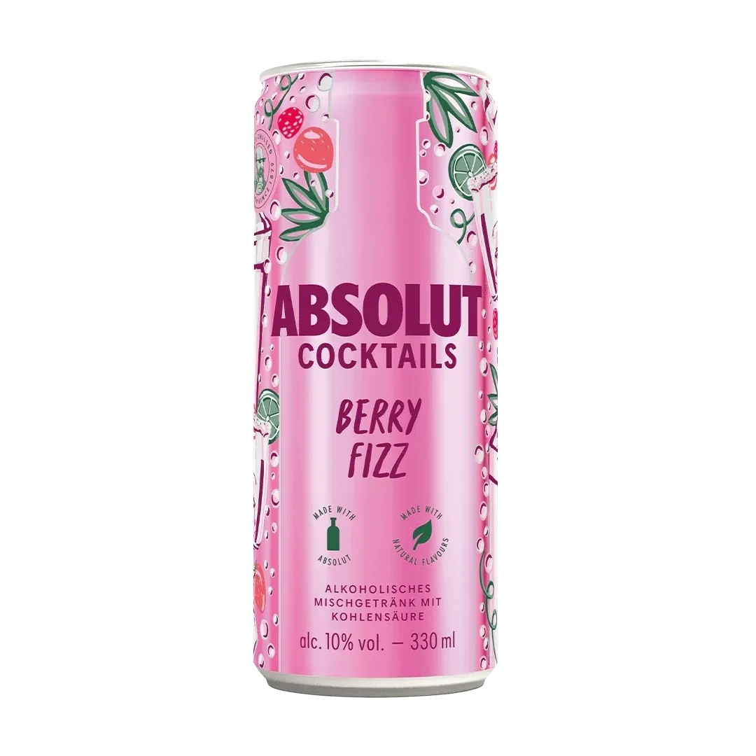 Absolut Berry Fizz - Wodka mit Erdbeer- und Himbeer 0,33l
