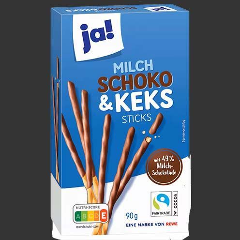 Milch Schoko & Keks Sticks 90g