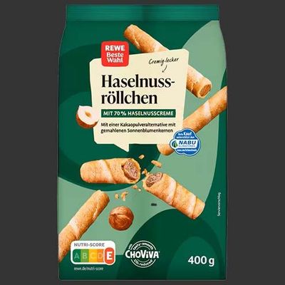 REWE Beste Wahl Haselnussröllchen 400g REWE Beste Wahl Haselnussröllchen 400g