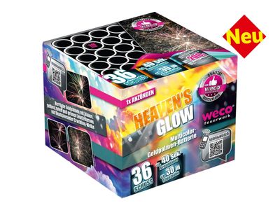 Multicolor-Goldpalmen-Batterie „Heaven's Glow 36 Schuss Multicolor-Goldpalmen-Batterie „Heaven's Glow 36 Schuss