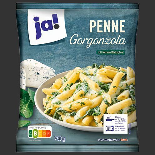 Penne Gorgonzola mit feinem Blattspinat 750g (Abverkauf)