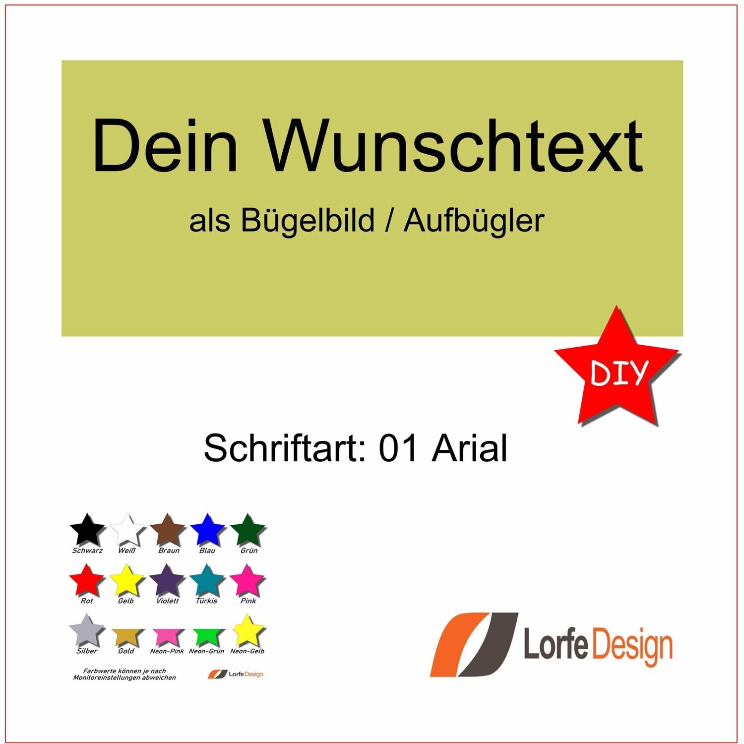 Bügelbild / Name und Text zum aufbügeln / Arial / individuell personalisiert / Bügelfolie / DIY